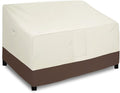 Easy-Going Waterproof Outdoor Couch Cover, Heavy Duty 3-Seater Patio Sofa Cover, Winchdproof Outdoor Furniture Cover with Air Vent (80Wx37Dx33H inch, Beige/Dark Brown)