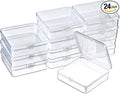 SATINIOR 24 Packs Small Clear Plastic Beads Storage Containers Box with Hinged Lid for Storage of Small Items, Crafts, Jewelry, Hardware (3.7 x 3.7 x 1.18 Inches)