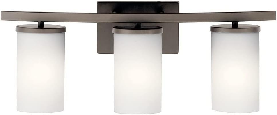 KICHLER Crosby 23" 3 Light Vanity Light Satin Etched Cased Opal Olde Bronze®,White