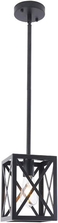Farmhouse Lantern Pendant Light Fixtures Ceiling Hanging Rustic Chandelier Black (1 Light)