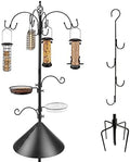 Bird Feeding Station Kit Bird Feeder Pole Wild Bird Feeder Kit with Squirrel Baffle and Suet Cage Mesh Tray Fruit Hook Double W Hook for Attracting Wild Birds