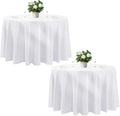 Cuckan 120 Inch Round Tablecloth, 2 Pack White Stain Resistant and Wrinkle-Free Polyester Table Cover for Wedding, Banquet, Party, Restaurant– [White], [2-Pack]