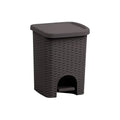 Superio Mini 6L Step Pedal Trash Can - Wicker Design, Hidden Mechanism, Durable Plastic, Ideal for Desktop, Countertop, Pet Waste/Dog Poop - Brown