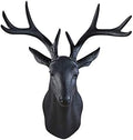 Notakia White Faux Deer Head Faux Taxidermy Animal Head Wall Decor - Handmade Farmhouse Rustic Wall Decor - Large Black Deer Antlers