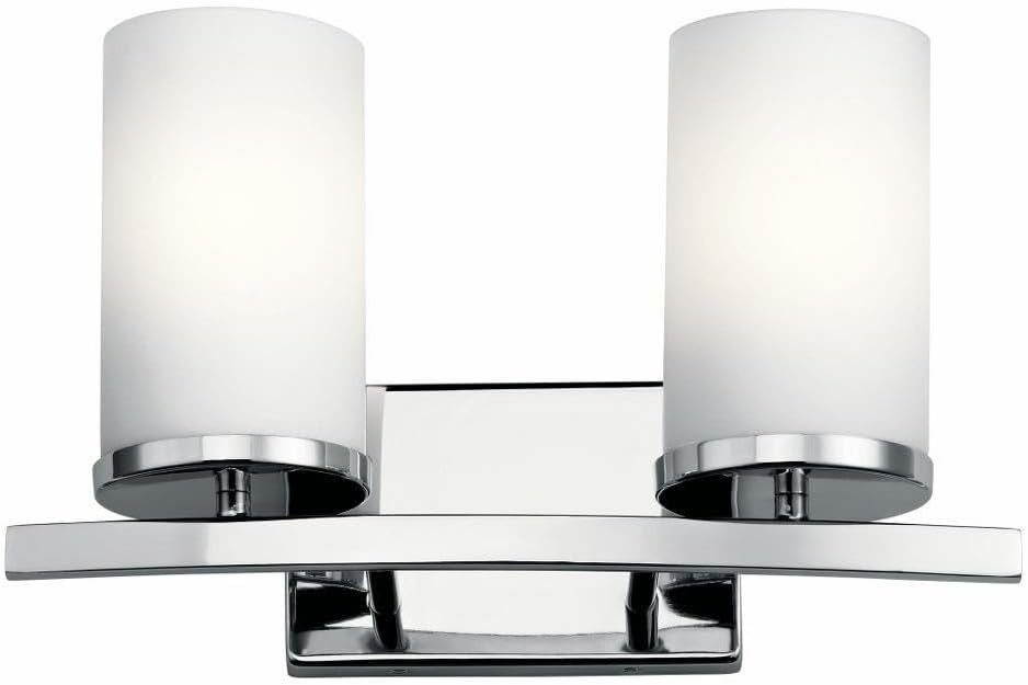 KICHLER Crosby 15" 2 Light Vanity Light Satin Etched Cased Opal Chrome