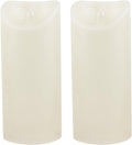 Waterproof Outdoor Battery Operated Flameless Candles with Auto Timer Flickering Plastic Resin Electric LED Pillar Lights for Lantern Patio Garden Wedding Party Decorations 3x7 Inches Ivory 2 Pack