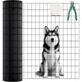 48 INCHx33 FT Black Vinyl-coated Metal Mesh, 16 Gauge 0.67 Inch Black PVC Metal Mesh, Black Welded Wire Mesh Support, Poultry Cage Protective Fence
