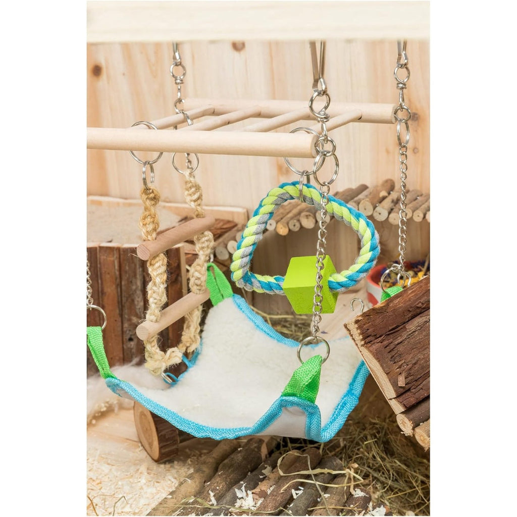 Small Animal Suspension Bridge, Hanging Cage Accessory With Hammock And Climbing Toys