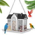 1Pc  Metal Hanging Bird Feeder House Classic Barn Bird Feeder House Iron Hanging Outdoor Feeder With Visible Window And Lift Top Lid 15.75in Hanging Length Wild Birds Garden Yard