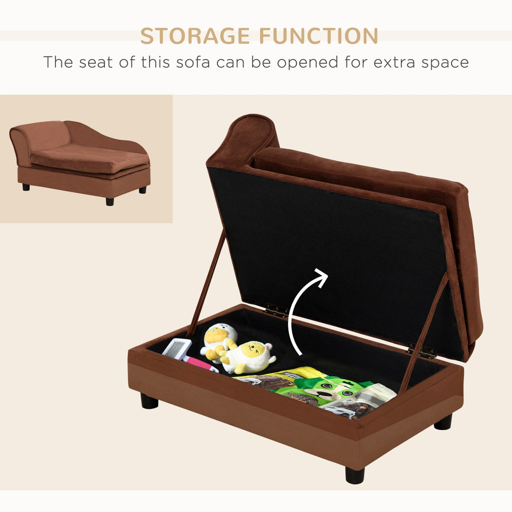 Pet Sofa Dog Sofa For Small Dogs With Storage, Brown