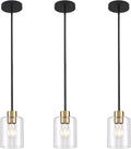 Black Brass Pendant Lights Kitchen Island - Clear Glass Pendant Light Fixture Multiple Stems Rods 3 Units 12 Inch 3 Units 4 Inch (3 Pack Black Brass Downrod)