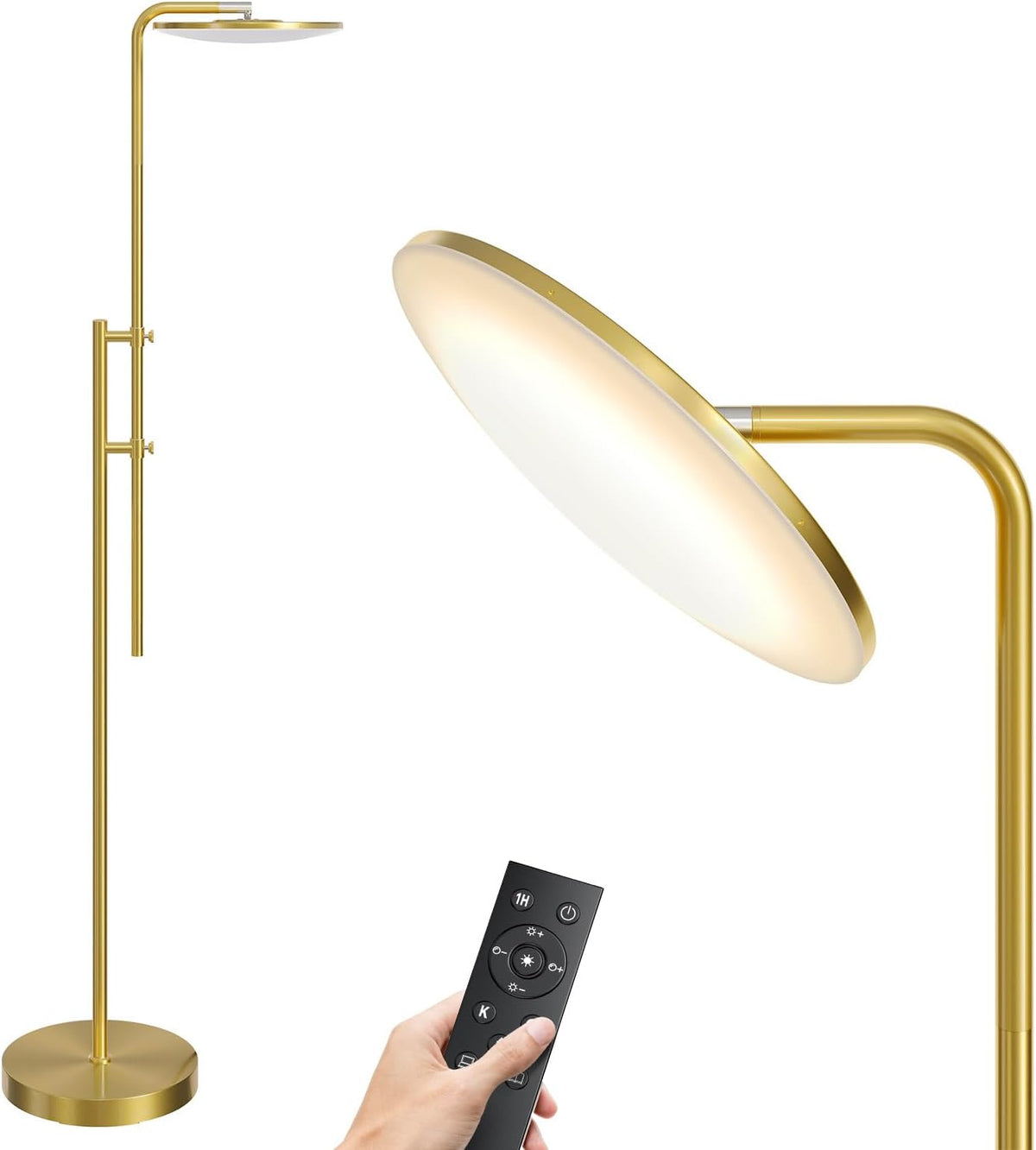 SUNMORY 32W/3000LM Floor Lamps, Super Bright LED Standing Lamp with Remote Control, Adjustable Tall Lamp with 350°Rotating Head, Modern Dimmable Torchiere Corner Lamp for Living Room, Bedroom, Office