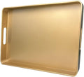 Gold Decorative Tray, Serving Tray with Handles, Plastic Rectangular Tray for Ottoman Coffee Table, Bathroom, Living Room. 15.7"*10.2"