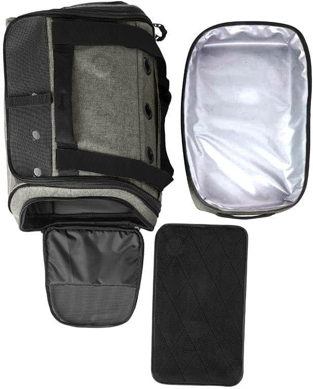 Travel Cat Carrier Bag - Portable Comfort Soft Sided Transpurrter Cat Carrier for Small Medium Cats Kitten up to 30 LBs Airline Approved Backpack with Shoulder Strap (Heather Grey)