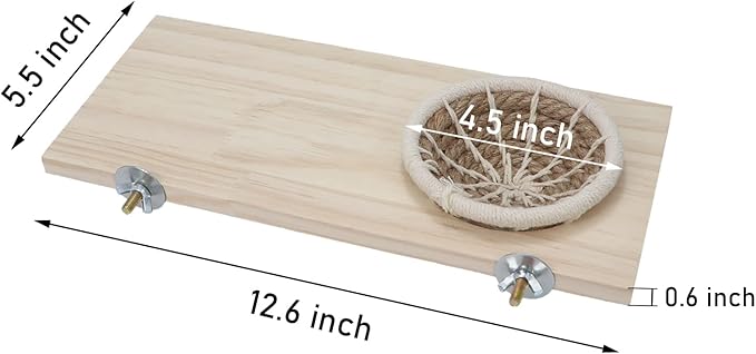 Wontee Bird Perch Stand with Nest Bird Breeding Nest Bed Wooden Platform for Budgies Parakeets Cockatiels Conures (S)