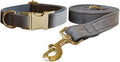Love Dream Velvet Dog Collar and Leash Set, Soft & Comfy Adjustable Dog Leash and Collar with Heavy Duty Metal Buckle for Small Medium Large Dogs Training & Walking (XLarge, Grey)