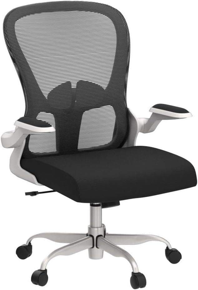 Ergonomic Office Chair, Comfort Swivel Home Office Task Chair, Breathable Mesh Desk Chair, Lumbar Support Computer Chair with Flip-up Arms and Adjustable Height