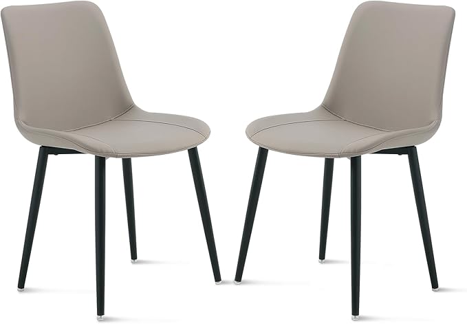 Leather Dining Chairs Set of 2, Mid Century Modern Faux Leather Kitchen & Dining Room Chairs, Comfortable Dinner Chair Kitchen Chairs for Restaurant Living Room, Cafe, Home (2, Young Colt)