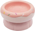 Donut Duo Ceramic Dog Bowl, Dog Water Bowl and Dog Food Bowl, Pet Bowls (Pink)