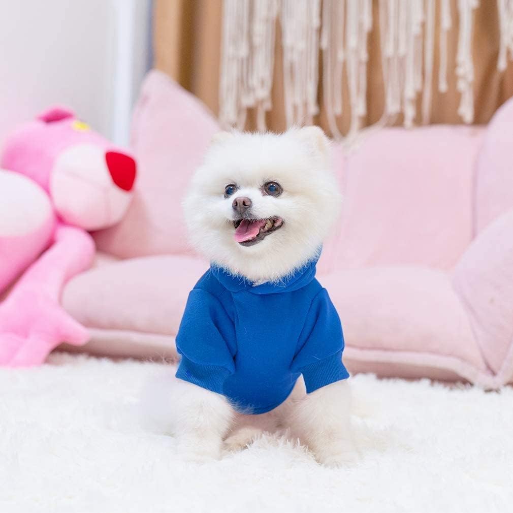 KOOLTAIL Basic Dog Hoodie - Soft and Warm Dog Hoodie Sweater with Leash Hole and Pocket, Dog Winter Coat, Cold Weather Clothes Sweatshirt for Small Medium Large Dogs Puppy Cat Boys Girls Blue SM
