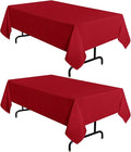 sancua 2 Pack Red Tablecloth 60 x 102 Inch, Rectangle 6 Feet Table Cloth - Stain and Wrinkle Resistant Washable Polyester Table Cover for Dining Tables, Buffet Parties and Camping