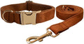 Love Dream Velvet Dog Collar and Leash Set, Soft & Comfy Adjustable Dog Leash and Collar with Heavy Duty Metal Buckle for Small Medium Large Dogs Training & Walking (XLarge, Copper Red)