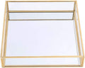 Sooyee Gold Tray Mirror,Square Mirror Tray can Hold Jewelry,Perfume,Makeup,Breakfast,Tea,Food,Magazine and More, Decorative Tray for Vanity,Dresser,Bathroom,Bedroom,Office,Garden,Coffee Table (8”x8”)