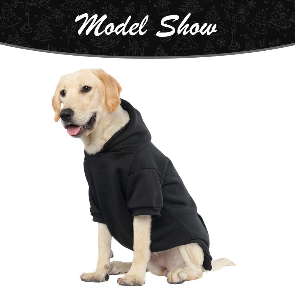 KOOLTAIL Basic Dog Hoodie - Soft and Warm Dog Hoodie Sweater with Leash Hole and Pocket, Dog Winter Coat, Cold Weather Clothes Sweatshirt for Small Medium Large Dogs Puppy Cat Boys Girls Black XL