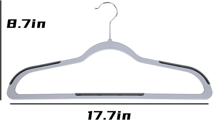 30 Pack Non Slip Hangers, Plastic Clothes Hangers 17.7 Inch - Heavy Duty & Space Saving Slim Hangers with 360° Swivel Hook for Adults, Anti-Slip Strips for Coat, Shirt, Pants (Gray, 30)