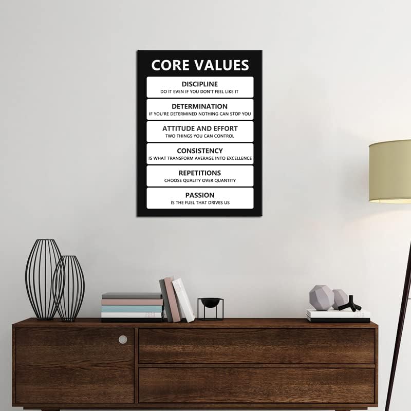 Core Values Inspirational Poster Motivational Wall Art Inspiring Canvas Prints Artwork for Office Living Room Modern Home Decor Painting Pictures Stretched and Framed Ready to Hang [18''Wx 24''H]