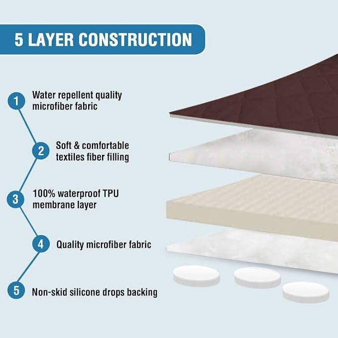 H.VERSAILTEX Loveseat Covers Couch Cover for Dogs with Elastic Straps 100% Waterproof Furniture Protector for Pets Sofa Cover 2 Cushion Couch(Loveseat, Chocolate)