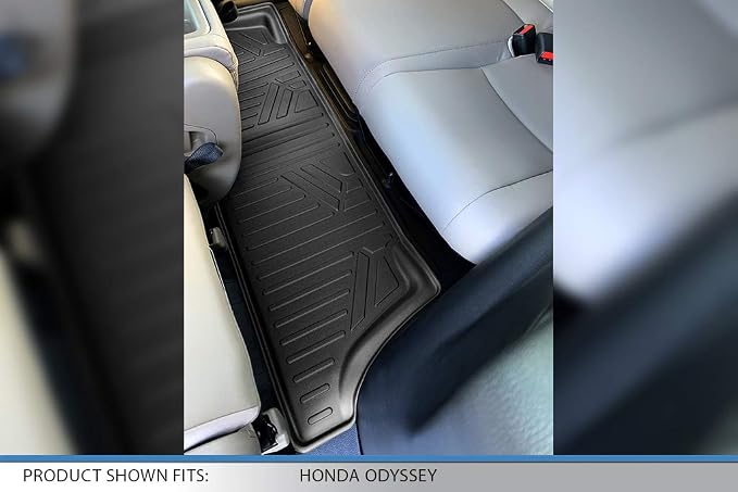 SMARTLINER Custom Fit Floor Mats 3 Rows and Cargo Liner Behind 3rd Row Set Compatible with 2018-2025 Honda Odyssey