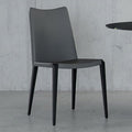 ZURI Modern Jordan Dining Chair in Dark Grey Leatherette and Matte Black Steel Base