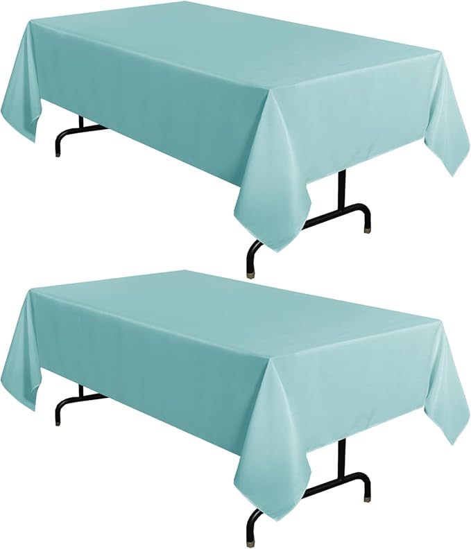 sancua 2 Pack Turquoise Tablecloth 60 x 102 Inch, Rectangle Table Cloth for 6 Feet Tables - Stain and Wrinkle Resistant Washable Polyester Table Cover for Dining Tables, Buffet Parties and Camping
