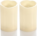 CANDLE CHOICE Waterproof Outdoor Battery Operated Flameless Candles with Timer Flickering Plastic Resin Electric LED Pillar Lights for Lantern Patio Garden Wedding Party Decorations 3x5 Inches 2 Pack