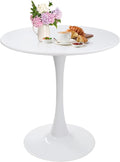 Small Space 27.5 Inch White Round Tulip Dining Table - Modern Pedestal Base Kitchen Table for 2-4 People - Easy Assembly & Easy to Clean
