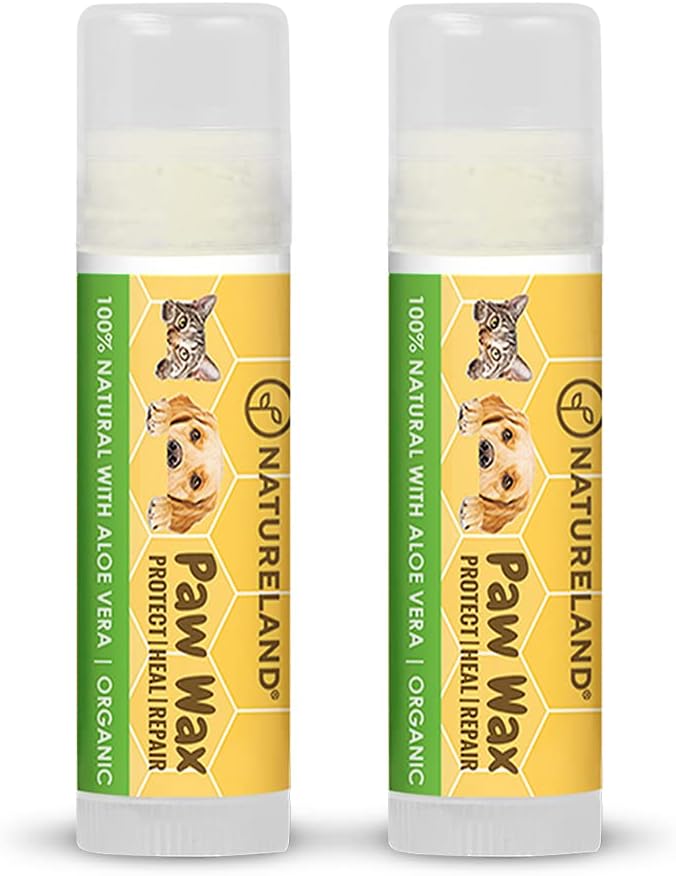 [8 OZ/0.18 OZ/0.36 OZ] Natureland Organic Paw Wax for Dogs and Cats, Natural Outdoor Protection to Heal, Repair, and Protect Dry, Chapped, or Rough Pads, Helps Protects Paws on Snow, Sand, or Dirt