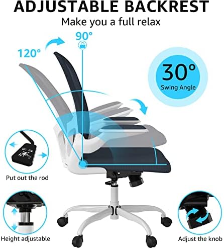 Ergonomic Office Chair, Comfort Swivel Home Office Task Chair, Breathable Mesh Desk Chair, Lumbar Support Computer Chair with Flip-up Arms and Adjustable Height