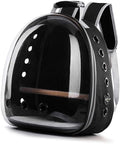 MERRYHAPY Portable Parrot Backpack with Transparent Window and Wooden Bar Breathable Pet Carrier for Outdoor Travel Black Comfortable Design for Birds and Pets