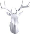 Notakia Wall Charmers Large White Faux Deer Head Faux Taxidermy Animal Head Wall Decor - Handmade Farmhouse Decor - Rustic Wall Decor Deer Antlers (Large White)