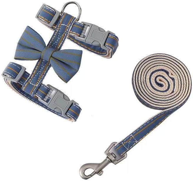 Butterfly Bow Tie Cat Harness and Leash Set - Adjustable, Escape-Proof, Breathable Kitten Vest with Cute Design for Small Cats & Indoor/Outdoor Safety Blue S