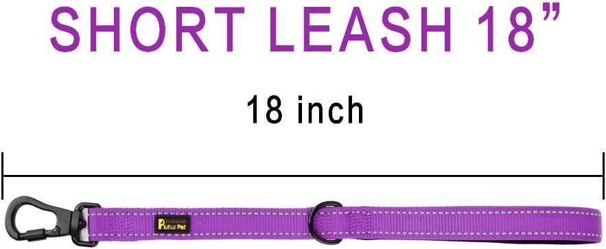 PLUTUS PET Short Training Dog Leash with Padded Handle for Medium Large Big Dogs,18 Inch Heavy Duty Strong Traffic Leash with Carabiner Clip for Climbing Walking or Guiding Blind (18",Purple)