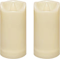 CANDLE CHOICE Waterproof Outdoor Battery Operated Flameless Candles with Auto Timer Flickering Plastic Resin Electric LED Slim Pillar Lights for Lantern Patio Garden Wedding Decorations 2”x4” 2 Pack