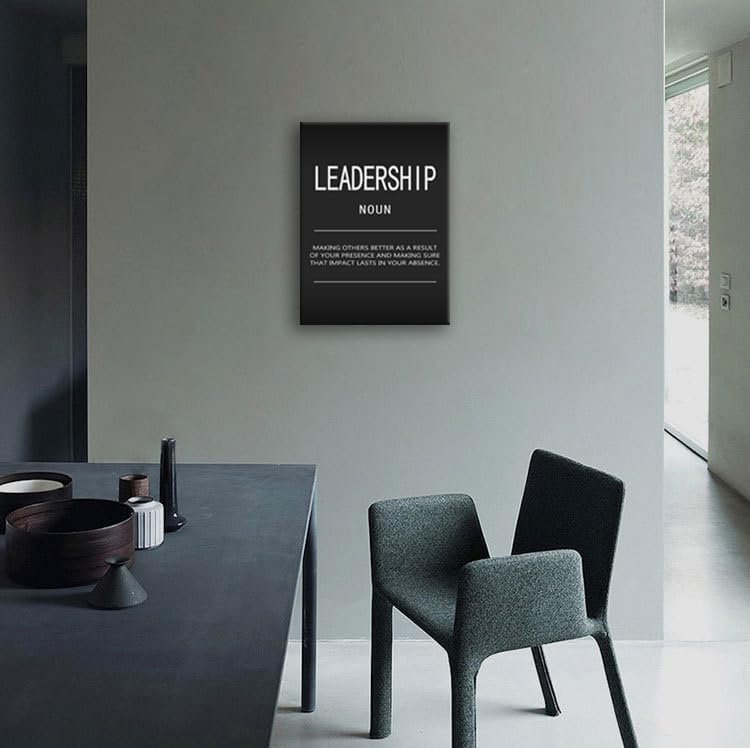 Office Decor Inspirational Wall Art Motivational Posters Prints on Canvas Inspiring Quotes Leadership Noun Inspirational Pictures Artwork Decor for Home Living Room Framed[18" W x 24" H]