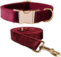 Velvet Dog Collar and Leash Set with Quick Release Metal Buckle | Bright & Stylish Leash and Collar Set, Soft Heavy Duty Pet Collars Adjustable for Samll Medium Large Dogs or Cats