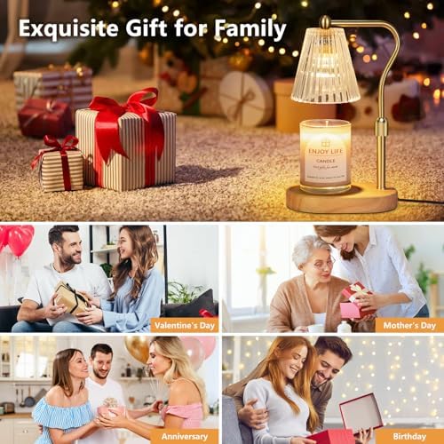Candle Warmer Lamp with Timer Dimmer Adjustable Height for New Home Bedroom,Mothers Day Gifts,Vintage Home Decor for Scented Jar