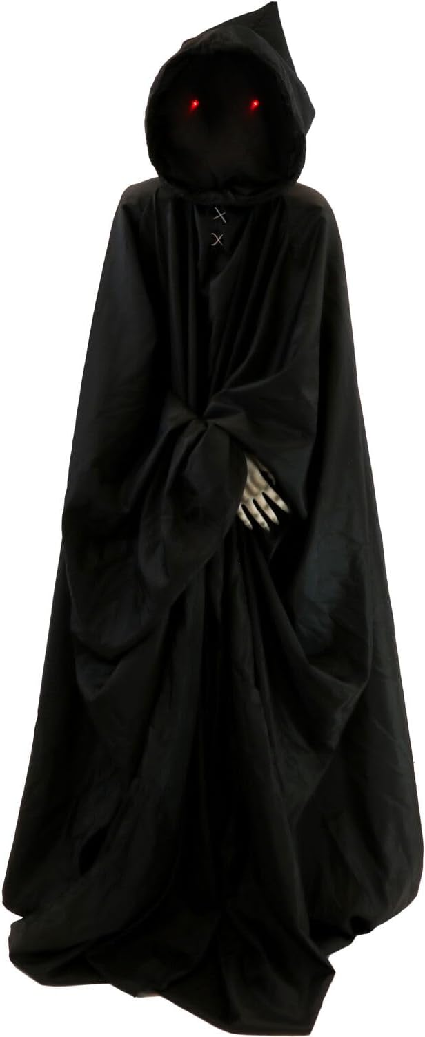 Haunted Hill Farm Motion-Activated Lurching Demon Reaper by Tekky, Lunging Scare Prop Halloween Animatronic for Indoor or Covered Outdoor Creepy Halloween Decorations, Plug-in or Battery Operated
