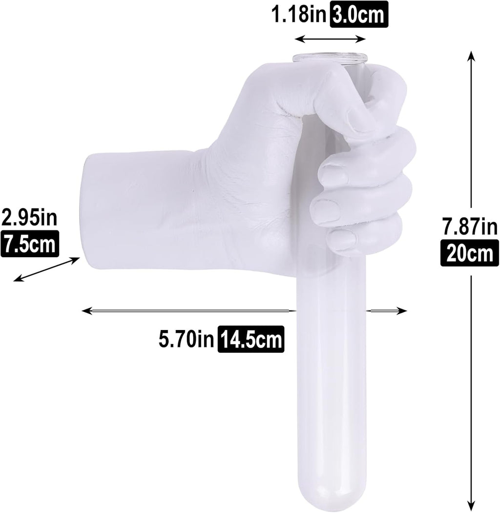 Creative Wall Hanging Sculpture, Funky White Hand Vases Home Decor, Artistic Hanging Hand Sculptures with Test Tube Vases, Unique Wall Art Statue