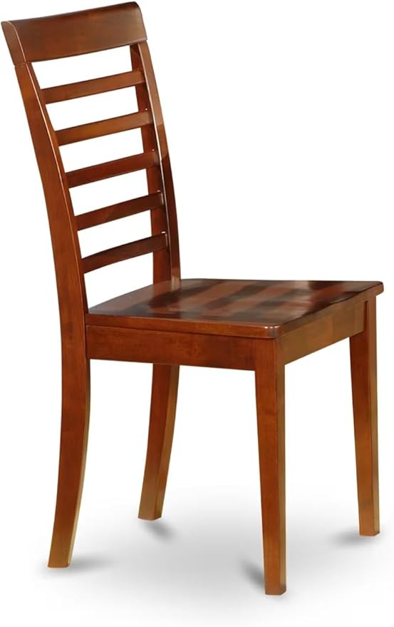 East West Furniture MLC-MAH-W Milan Kitchen Dining Chairs - Ladder Back Solid Wood Seat Chairs, Set of 2, Mahogany