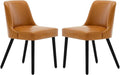 MINCETA Dining Chair,Morden Wood Leg Upholstered Kitchen Chair Set of 2,PU in Brown